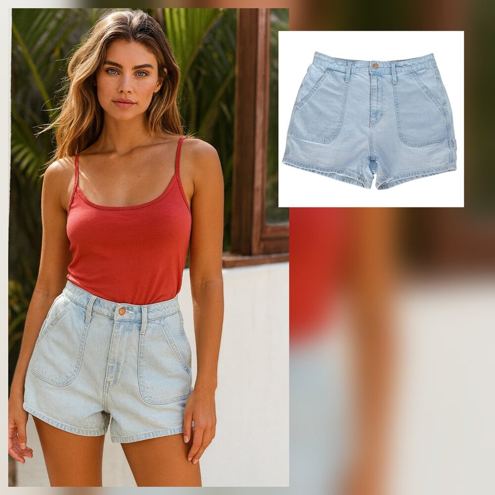 Universal Thread Highest Rise Midi Carpenter Denim Jean Short Light Wash 8/29